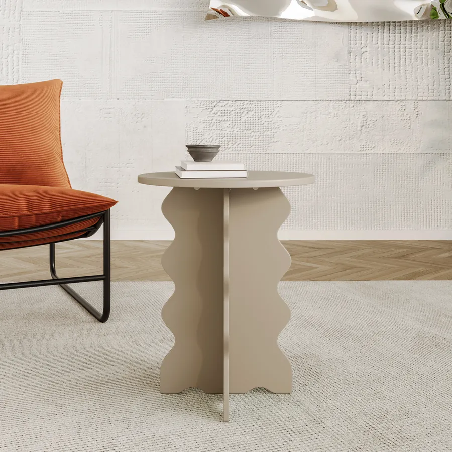 Tavolino rotondo 40 cm design moderno tortora opaco Trima - Main Image