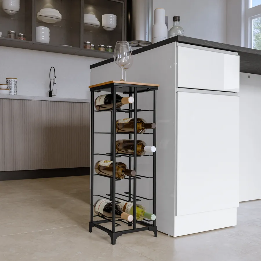 Portabottiglie - Industrieel Ontwerp - Legno E Metallo - Foto 2