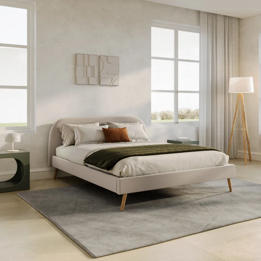 YGHQAP Letto Capitonné 160 x 200 in lino, letto matrimoniale 160 x 200 cm con 4 cassetti, letto 160 x 200 con rete illuminazione a LED, testiera