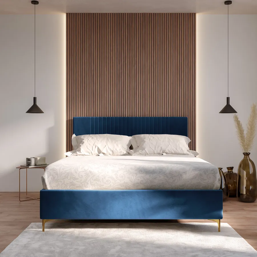 Letto sfoderabile in velluto blu scuro 180 x 200 cm fitou in Italia