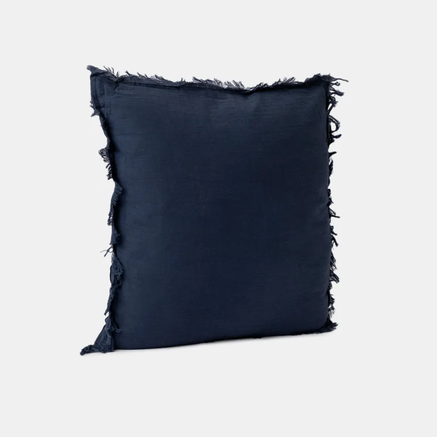 Cuscino Quadrato Bianco In Tessuto Sfoderabile 45 X 45 Cm Con Frange