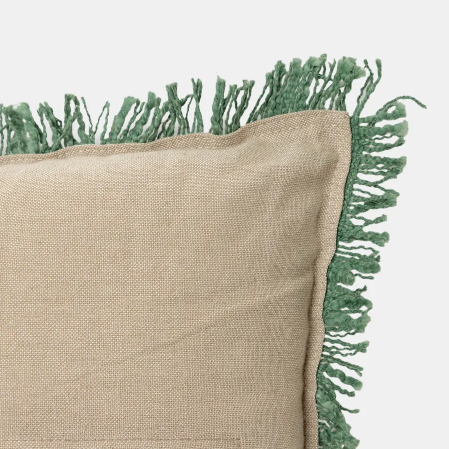 Federa Per Cuscino Quadrata In Lino Naturale, 45x45 Cm, Colore Verde Con Nappe, Per Divano E Letto - 2