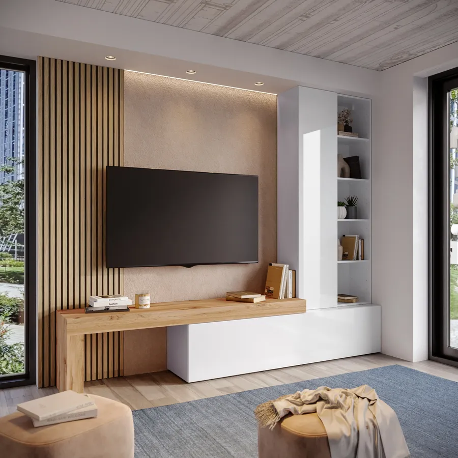 Parete Attrezzata Tavolo E Sedie Da Sala Soggiorno Moderno Mobili