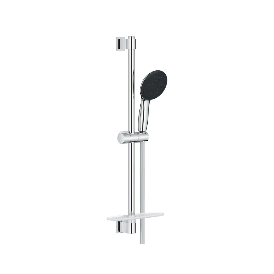 GROHE Vitalio Start 110 QuickFix - Set doccia (Doccino Doccia rotonda a 2 getti, flessibile doccia da 1,75 m, asta doccia da 90 cm, facile da installare con GROHE QuickGlue), nero opaco