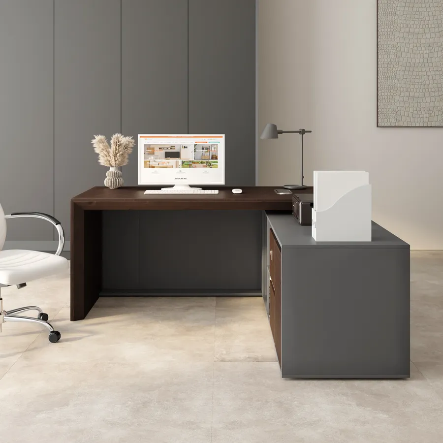 Scrivania 120 Bianco Frassinato Con Cassetto PortaPc Salvaspazio Moderna Ufficio