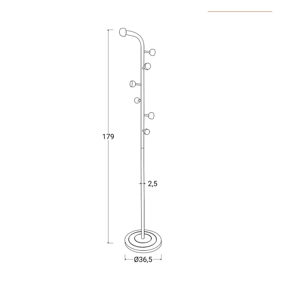 Honey-Can-Do Appendiabiti A Piantana Con 6 Ganci | Attaccapanni Ad Angolo In Metallo Bianco E Legno, Base Rotonda 33 Cm, Carico 9 Kg