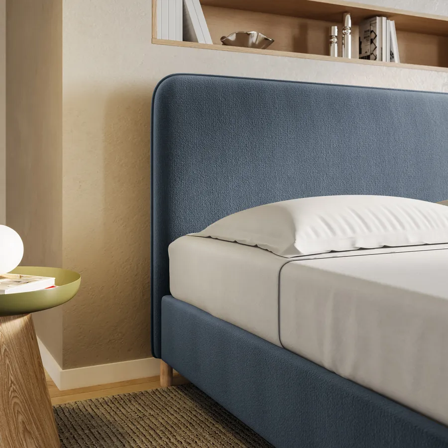 Letto matrimoniale in tessuto design Moritz - 160 x 200 cm - Beige