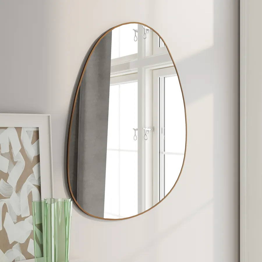 RELAX4LIFE Specchio Da Parete Irregolare, Specchio Ad Alta Definizione Con Cornice In Legno Aspetto Rustico Per Camera Da Letto Ingresso Bagno 895 X 66 X 3 Cm 81986807