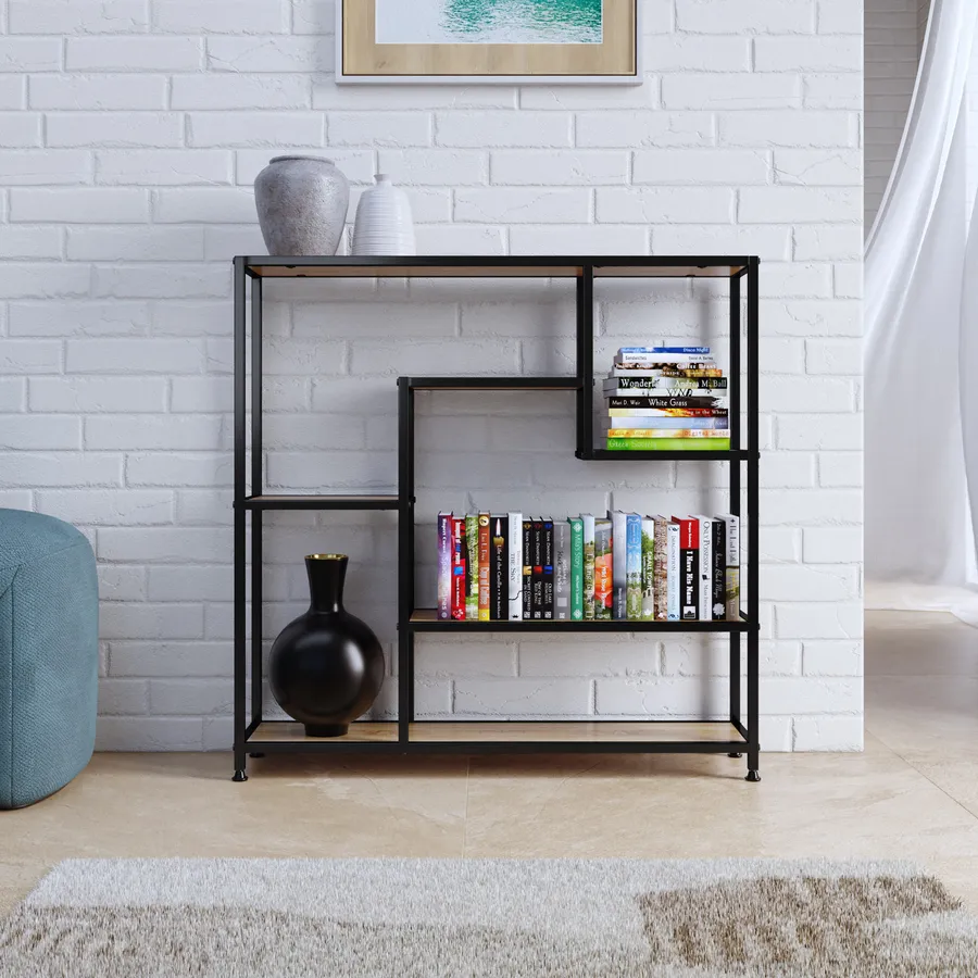 Libreria scaffale industriale con ripiani robusti in stile moderno