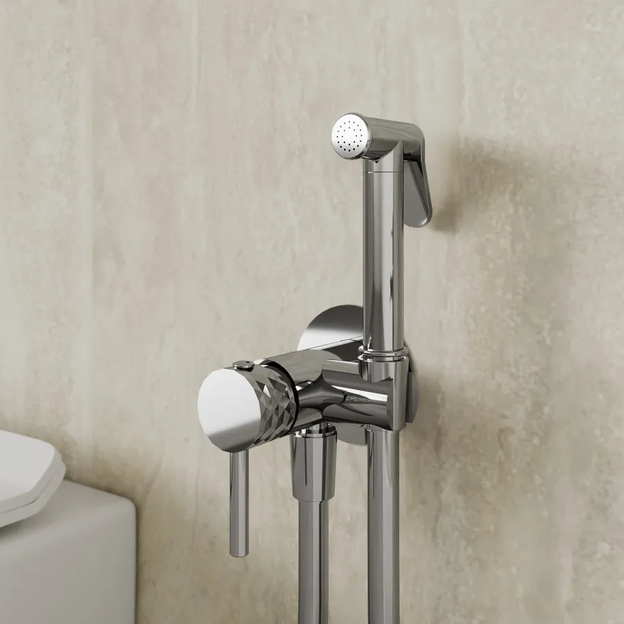Idroscopino a parete con doccino a pulsante cromo - Fear