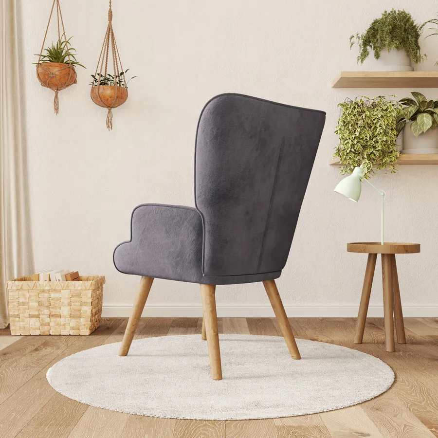 Menzzo Poltrona Scandinava Danube In Tessuto Grigio Scuro - Design Moderno Da Montare - 3