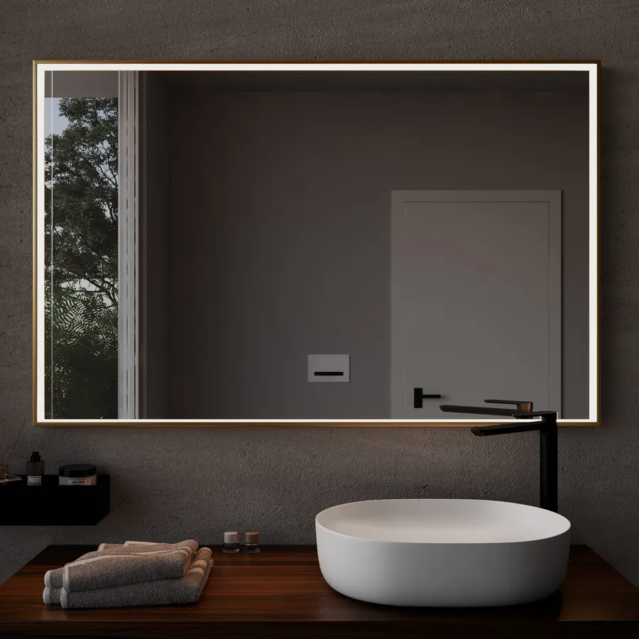 Specchio Da Bagno LOAAO Nichel Spazzolato 71x91 Cm – Rettangolare Antiruggine