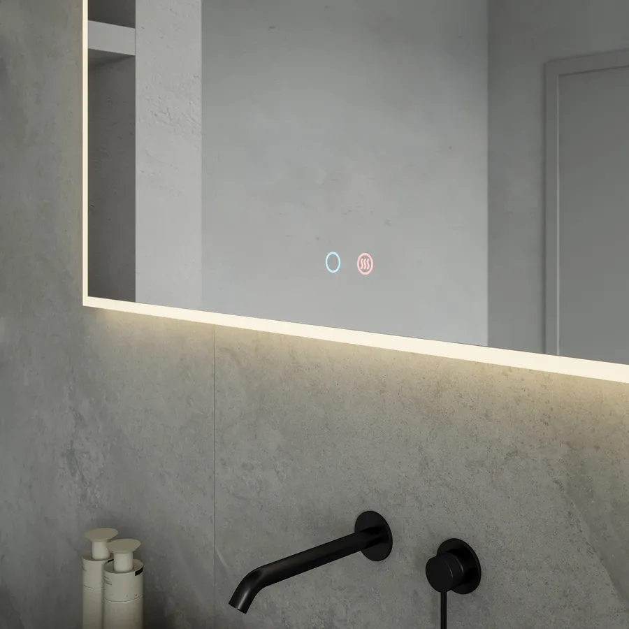 EMKE Specchio Da Bagno A LED 80x60 Cm Con Touch, Antiappannamento, 3 Colori Luce Dimmerabili, IP44, Installazione Verticale/Orizzontale