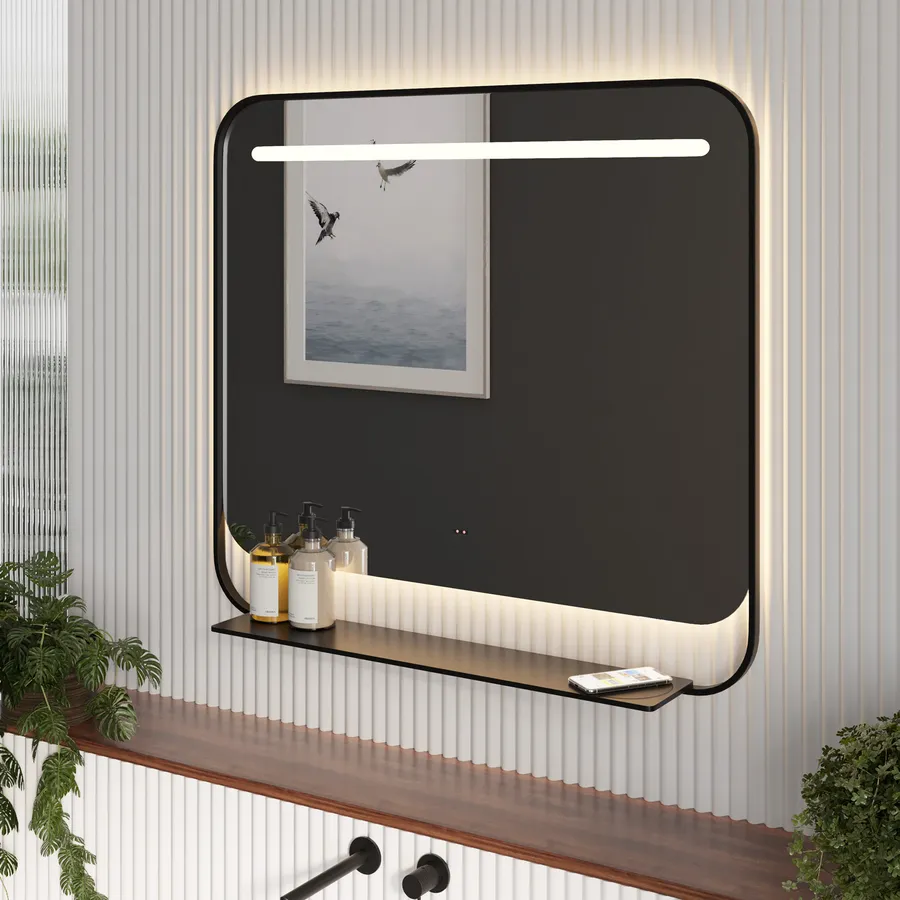 Niccy Specchio rotondo retroilluminato a LED da 61 cm, per bagno, con
