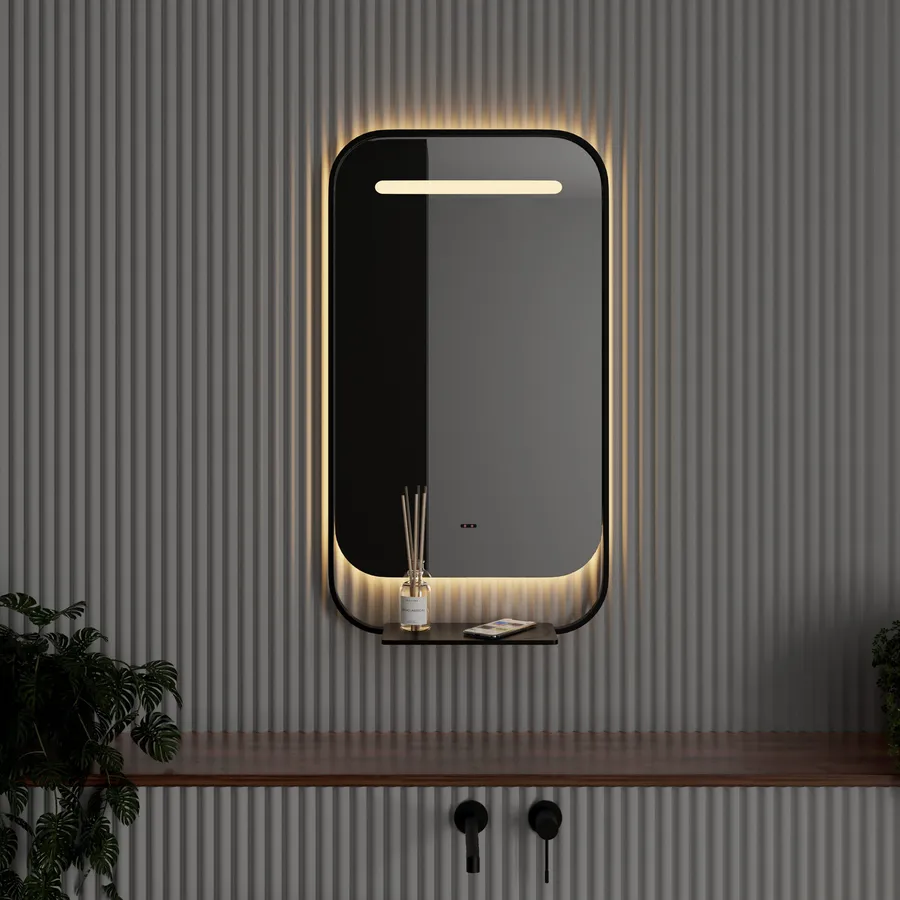 Specchio da Bagno con Illuminazione a Led 50 x 90 cm Dorato Ovale, Anti