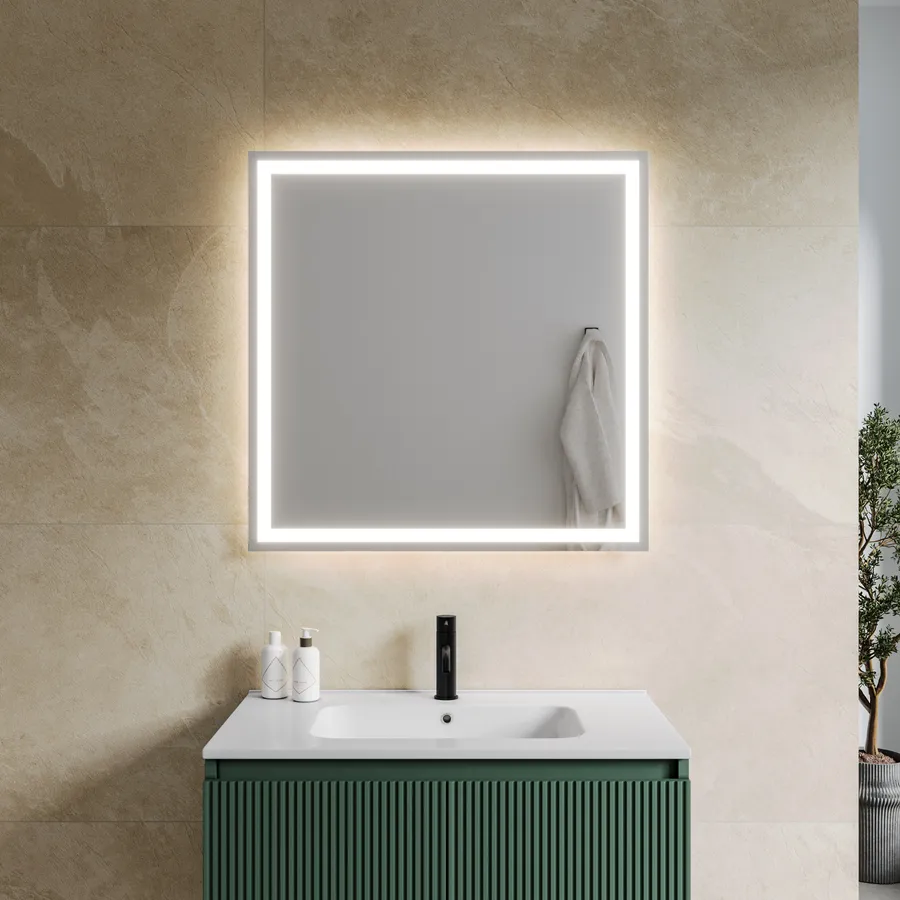 Grande Specchio Da Bagno A LED 68,6x121,9 Cm - Dimmerabile, Anti-appannamento, 3 Temperature Colore, IP54