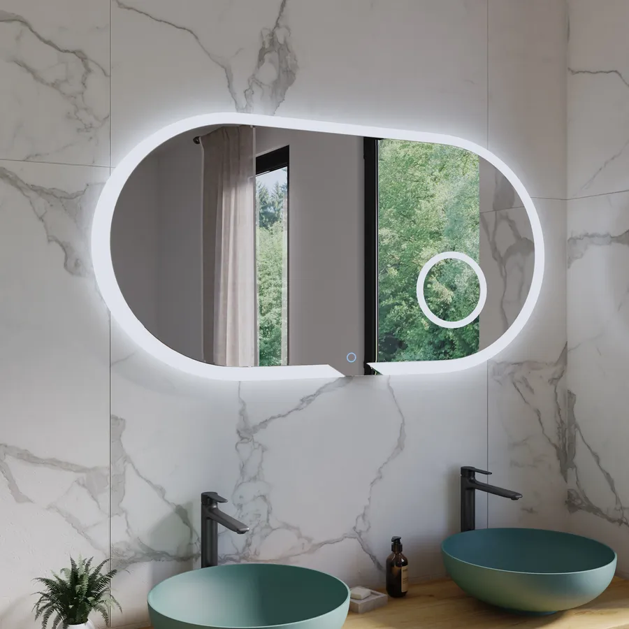 Specchio da bagno led 60x120 cm luce fredda perimetrale con antiappannante e ingranditore - Stefs