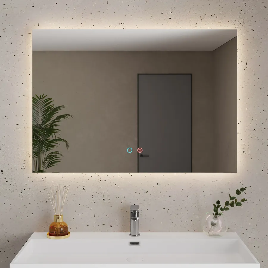 Grande Specchio Da Bagno A LED 68,6x121,9 Cm - Dimmerabile, Anti-appannamento, 3 Temperature Colore, IP54
