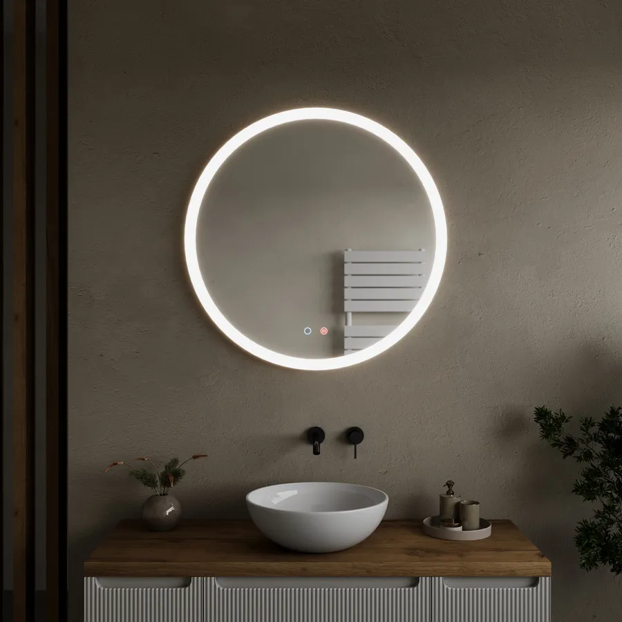 Specchio Da Bagno Con LED 24x28 Pollici - ISTRIPMF: Luce Frontale E Retroilluminata, Antiappannamento, Vetro Temperato, Dimmerabile Con Memoria - Perfetto Per Fasciatoio E Trucco
