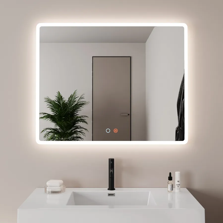 Specchio Rettangolare Con Doppia Retroilluminazione Con Mensola Art 1072 A Serie Progetto X Tra 84440488