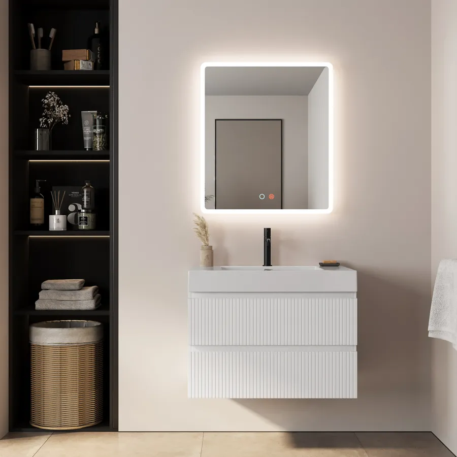 GLSLAND Specchio Da Bagno LED 61x81 Cm: Dimmerabile, Anti-appannamento, 2 Luci, Orizzontale O Verticale