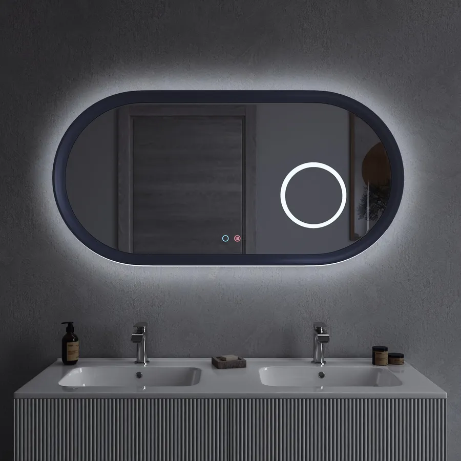 Artforma Specchio da bagno a LED 100x70 cm | Specchio illuminato a LED con tricolore, touchscreen, altoparlante Bluetooth, antiappannamento | Leroy Merlin