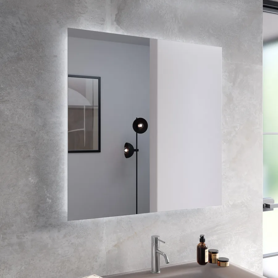 LOAAO Specchio Da Bagno A LED 72x36 Cm - Retroilluminato + Luce Frontale, Dimmerabile, Antiappannamento, 3 Temperature, Funzione Memoria