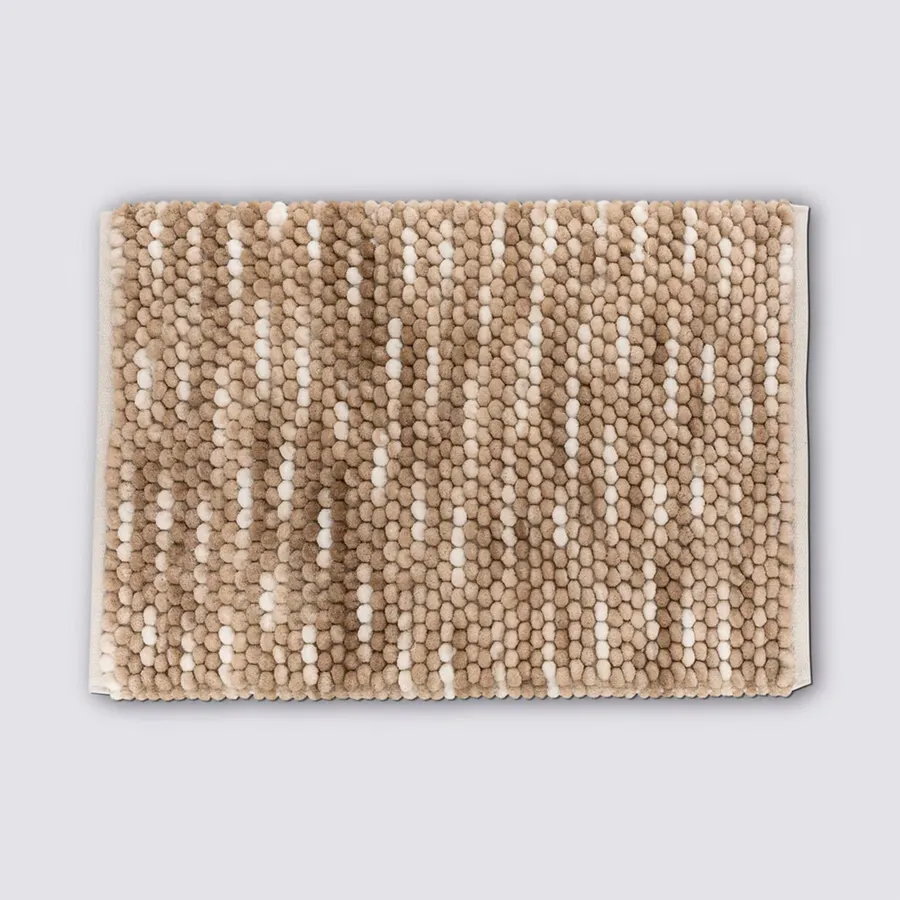 Tappeto Bagno In Diatomite Con Motivo Geometrico – Asciugatura Rapida, Antiscivolo, Bordo Nero E Beige, 80x50 Cm
