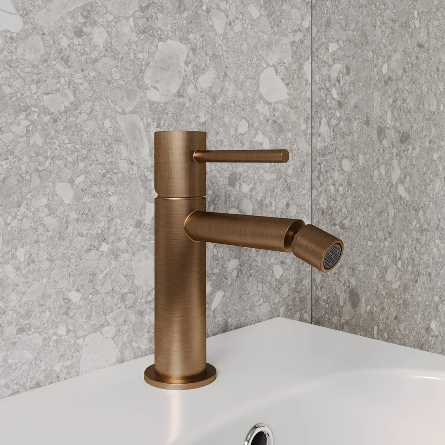 Rubinetto Vasca Con Doccetta In Oro Anticato - Miscelatore A Parete Due Maniglie - Foto 4