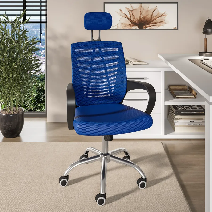 AVANTI TRENDSTORE - Miguel - Sedia da scrivania su rotelle girevole schienale in rete traspirante, regolabile in altezza, sedia girevoli per ufficio. Disponibile in diversi colori