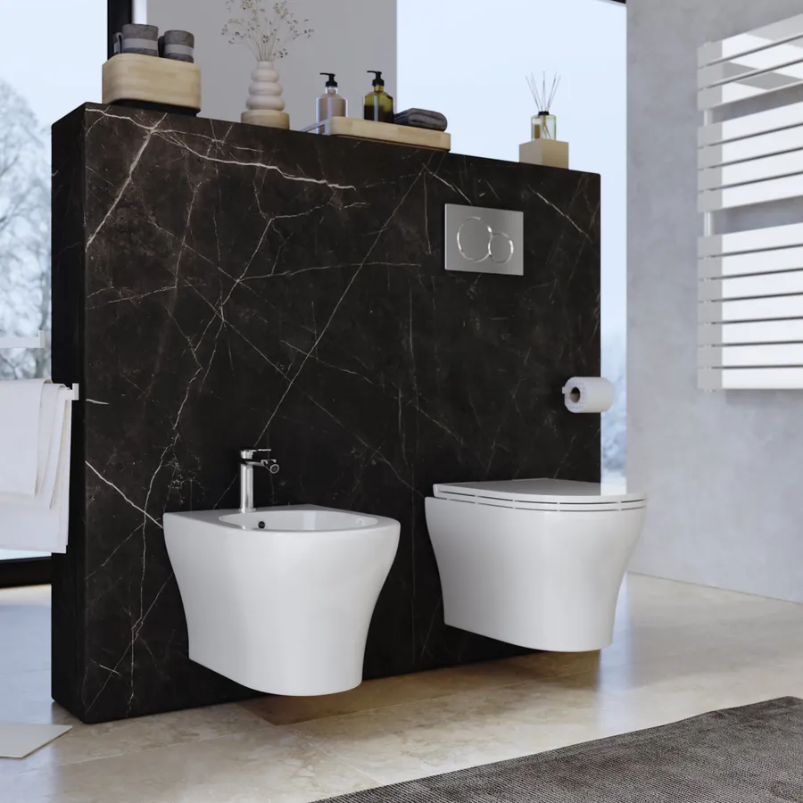 Vaso WC Sospeso Senza Brida NT2039 - Chiusura Softclose E Rivestimento