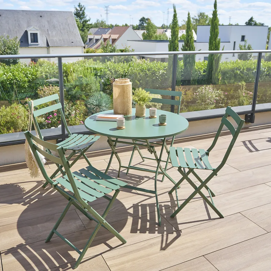 Beliani Tavolo Da Giardino Tondo In Metallo Verde – Pieghevole, Design Retrò Con Piano A Filigrana, Per Esterno