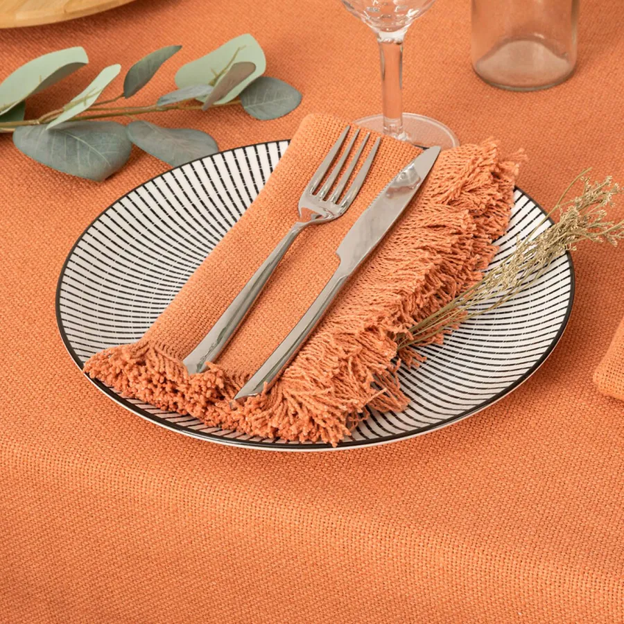 Socomi Tovaglioli In Cotone Con Frange, 43x43 Cm, Verde Oliva (12 Pezzi) - Rustici Per Natale E Matrimoni