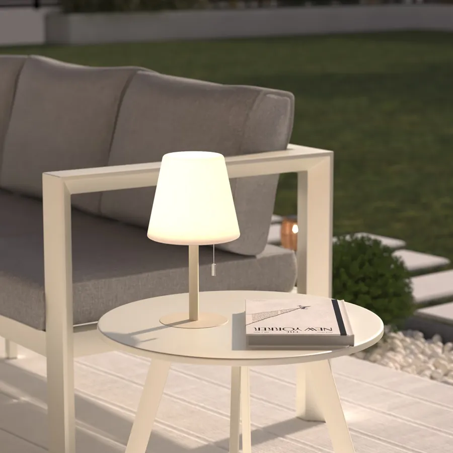 Paralume Bell In Tessuto Bianco Crema Con Struttura In Cotone/Poliestere - Forma Conica 33x27 Cm Per Lampade Da Tavolo
