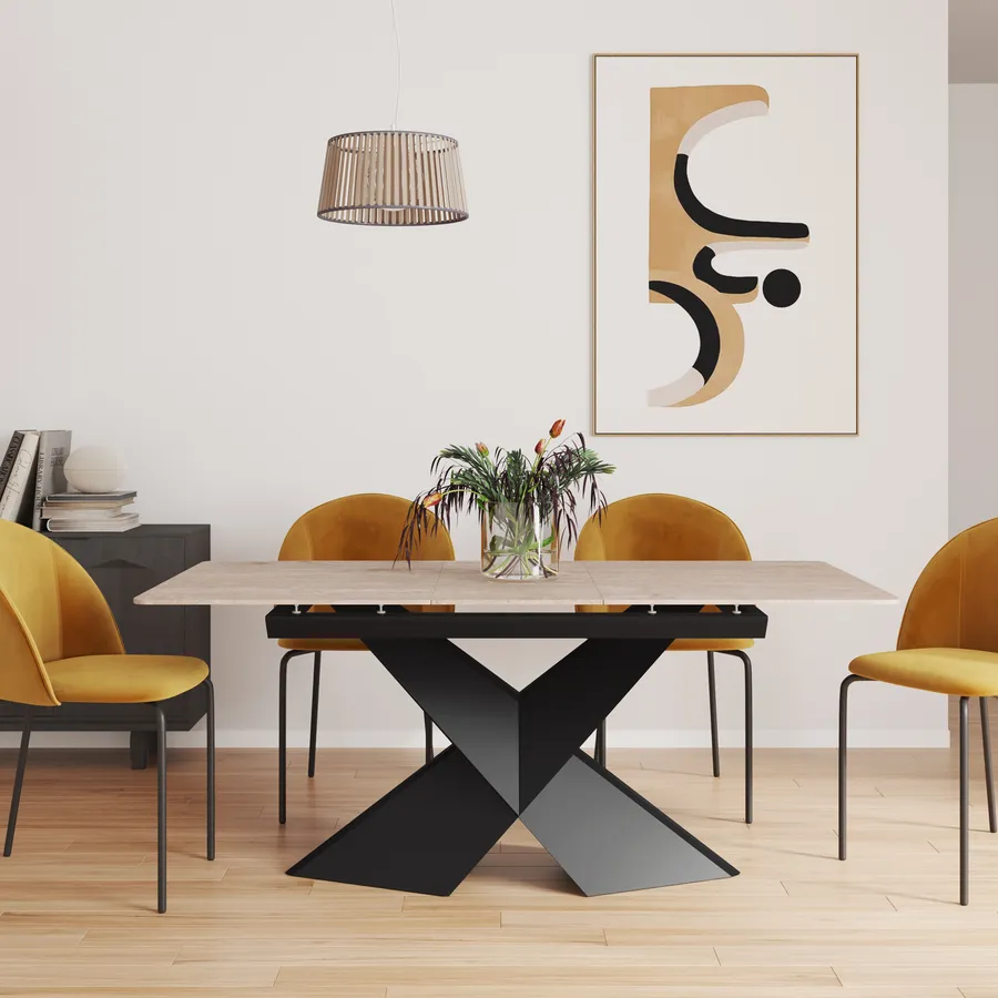 Tavolo allungabile 140-180x90 cm top in ceramica effetto