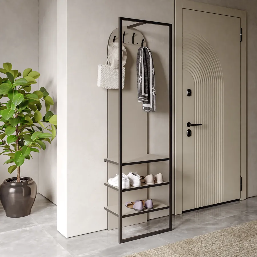 Appendiabiti 53x180h cm con struttura in metallo nero e cashmere - Tavish
