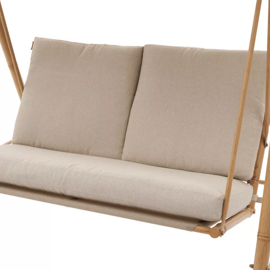 Dondolo Da Giardino 3 Posti Con Tetto - Divano Letto Altalena Inclinabile, Beige/Marrone - Foto 10