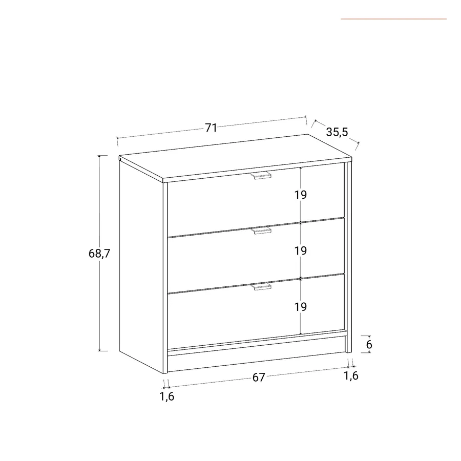 HPWLYO Cassettiera da 71 pollici per camera da letto, 3 in | FindTheDeal