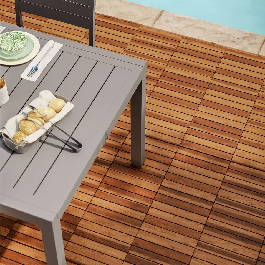Bare Decor EZ-Floor Interlocking Flooring Tiles in Solid Teak