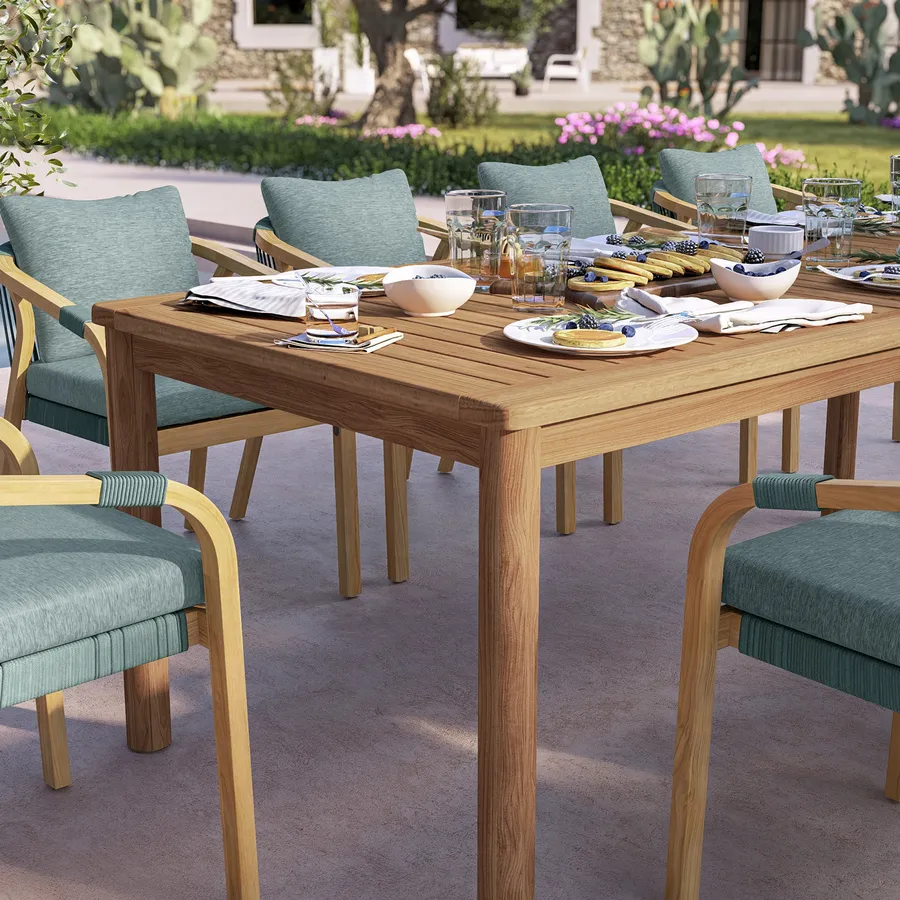 Set Tavolo E Sedie Da Giardino In Legno Di Acacia - Pieghevole, Con Cuscini, Modello Genova - Foto 11