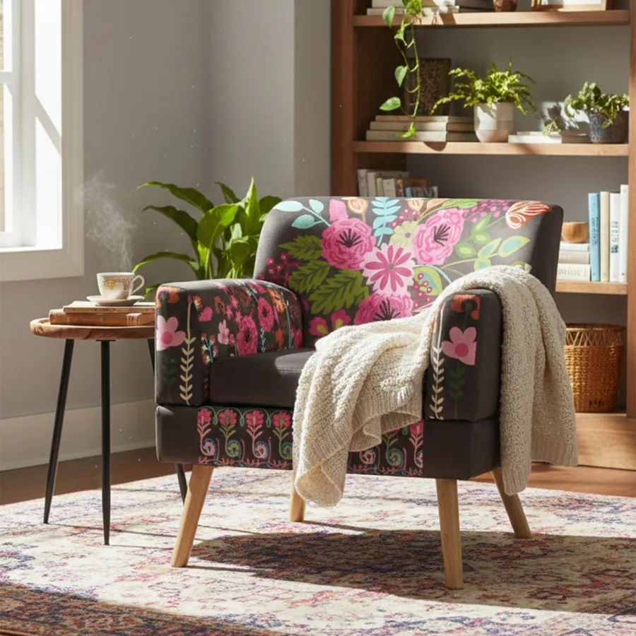 HULALA HOME Wingback - Silla decorativa con patas de madera retro, s