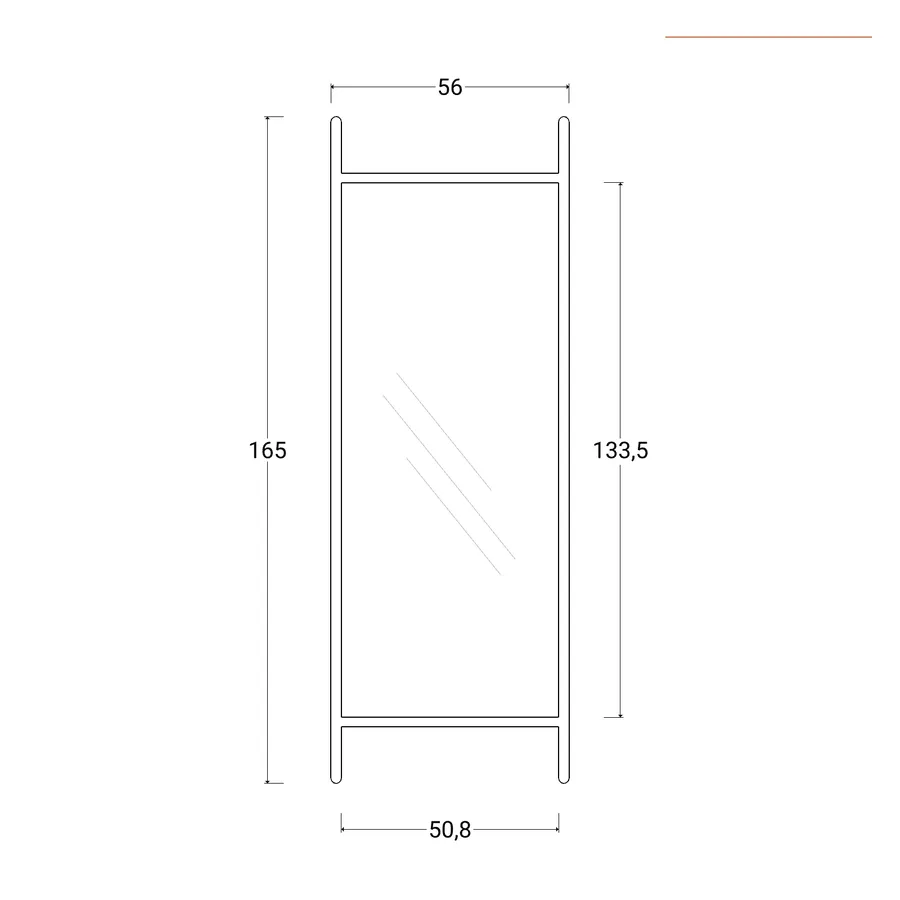 Specchio da terra reversibile 160h cm con cornice decorata in legno bianco