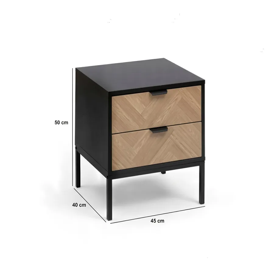 AC Design Furniture Comodino Nino | Metallo Nero | 1 Ripiano | L45 X A50.5 X P40 Cm | Design Minimalista Industriale