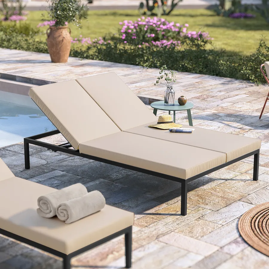 Lettino Prendisole | Sedia a Sdraio | Chaise Longue Doppio e Cuscini