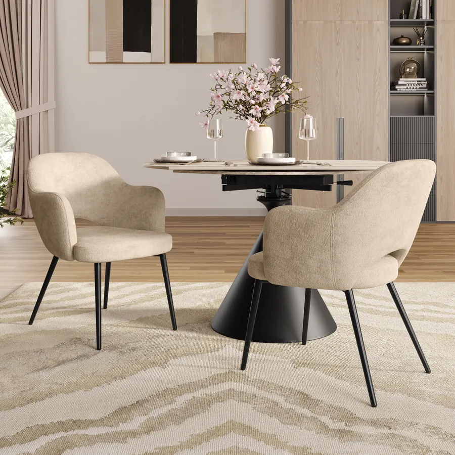 KOSMI - Set Di 2 Sedie Verdi In Stile Scandinavo Con Seduta Imbottita In Tessuto E Gambe In Metallo Nero 85604649
