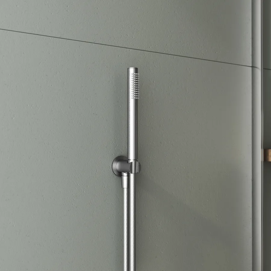 Set doccino round con presa acqua e flessibile acciaio inox satinato - Pure