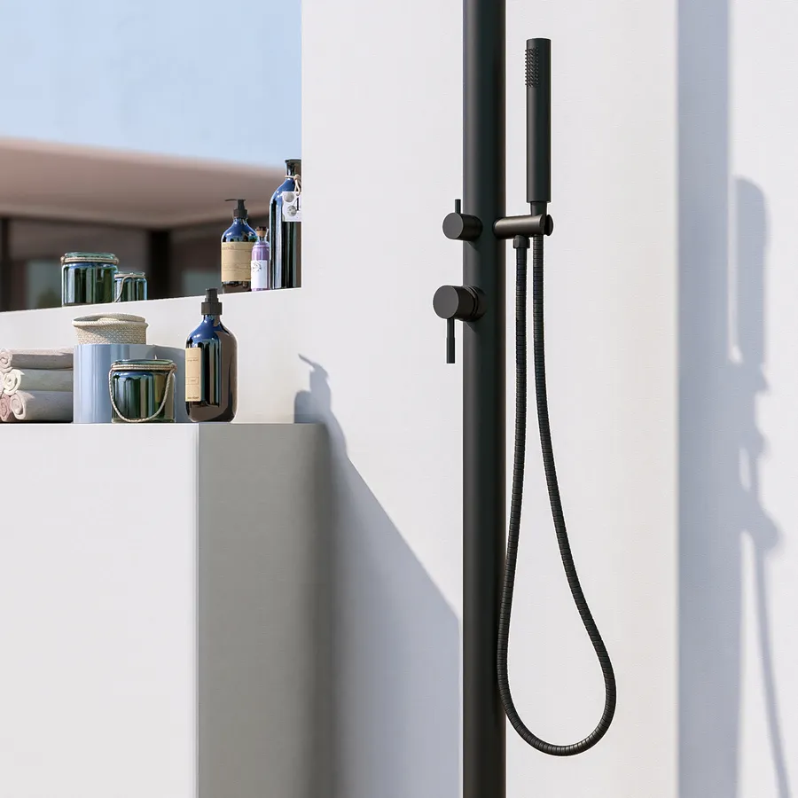 Scarico Doccia Quadrato In Acciaio Inox SUS 304 Nero Opaco – 10x10 Cm, Con Filtro E Chiave, Altezza Regolabile
