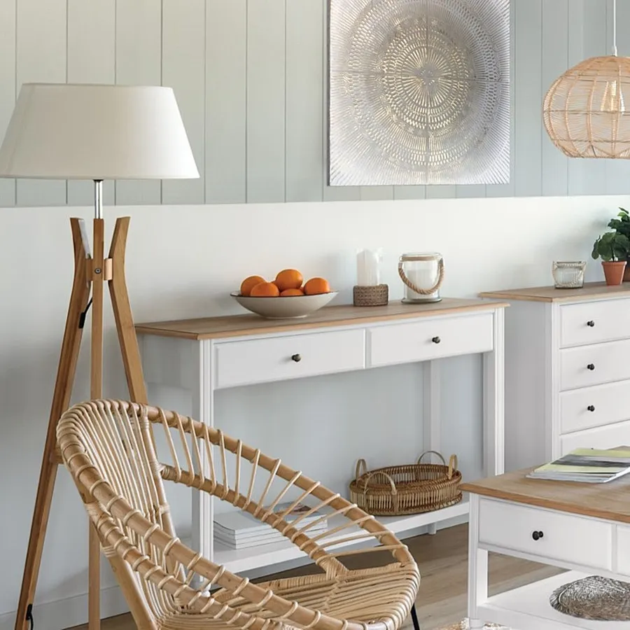 Consolle 1 Cassetto TOMI In Legno Bianco - 90x30x80 Cm, Piano Superiore, Design Moderno, Per Ingresso, Camera O Ufficio