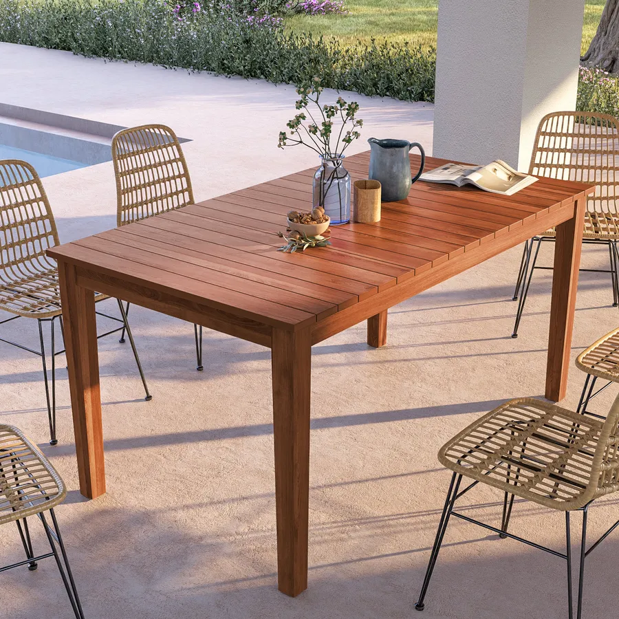 Set Balcone FDZN 4003-T - 2 Sedie + Tavolo In Legno Acacia Naturale, Pieghevoli, Con Cuscini