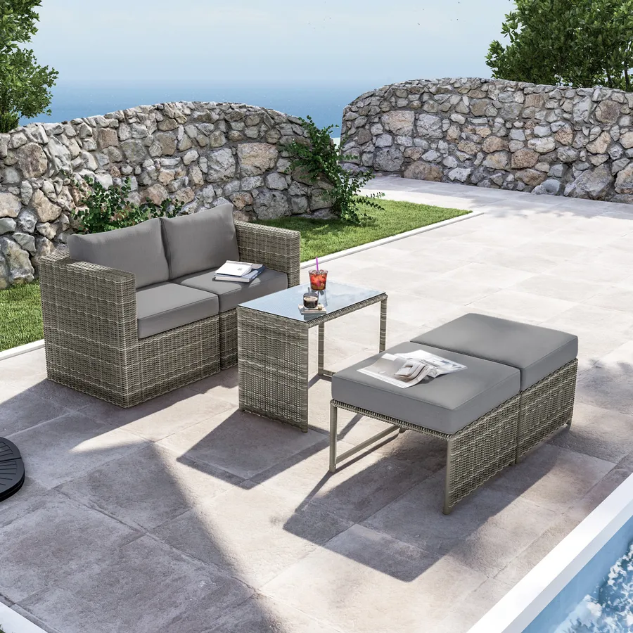 BRIOPAWS Tavolino Adirondack Rettangolare Per Esterni | Resistente Alle Intemperie In Polietilene HDPE | Grigio, Con Ripiano Inferiore, Carico 100 Libbre - 3